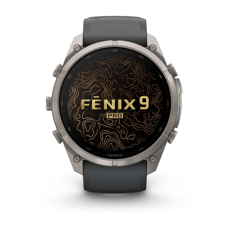 Smartwatch Garmin Fenix 9 Pro inReach, 51 mm, caixa de titânio, bracelete de silicone grafite/preto