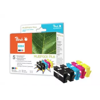Cartuchos de tinta Peach PI300-685 para HP 364 (5 un.), preto, amarelo, ciano, magenta, compatíveis