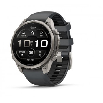 Smartwatch Garmin Fenix 9 Pro, 47 mm, caixa de titânio, bracelete de silicone grafite/preto