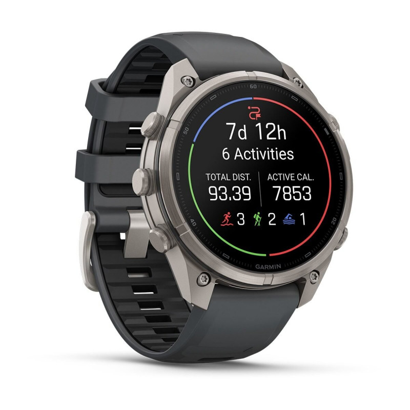 Smartwatch Garmin Fenix 9 Pro, 47 mm, caixa de titânio, bracelete de silicone grafite/preto