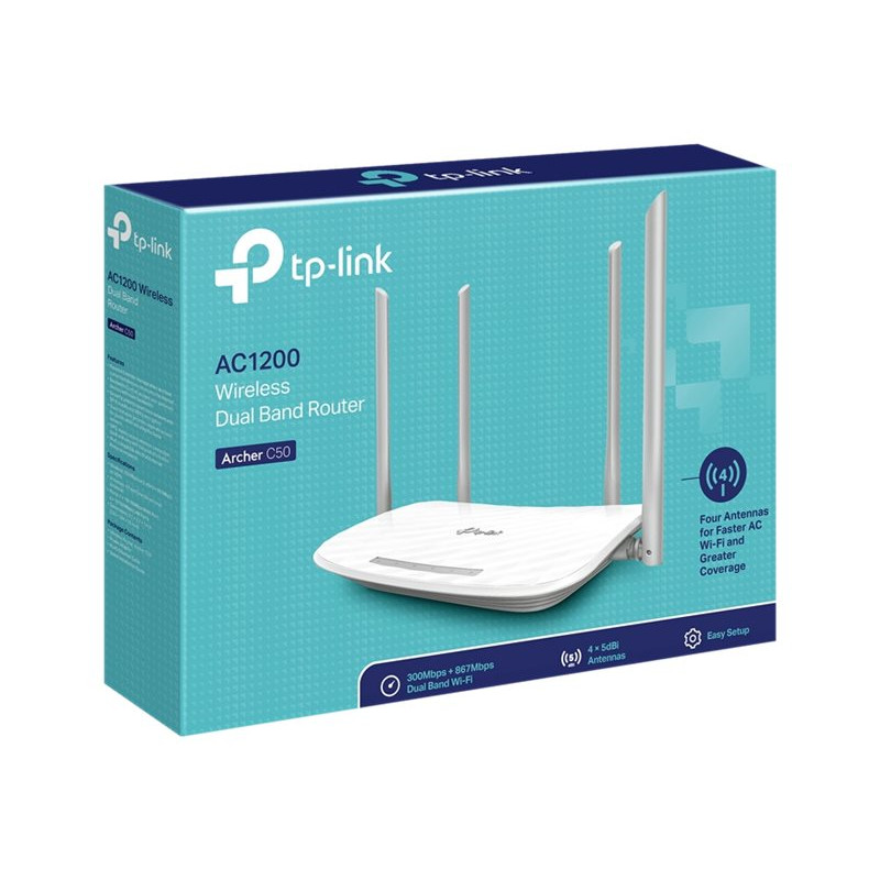 TP-Link Archer C50 (EU) V6.46 router sem fios, AC1200, banda dupla