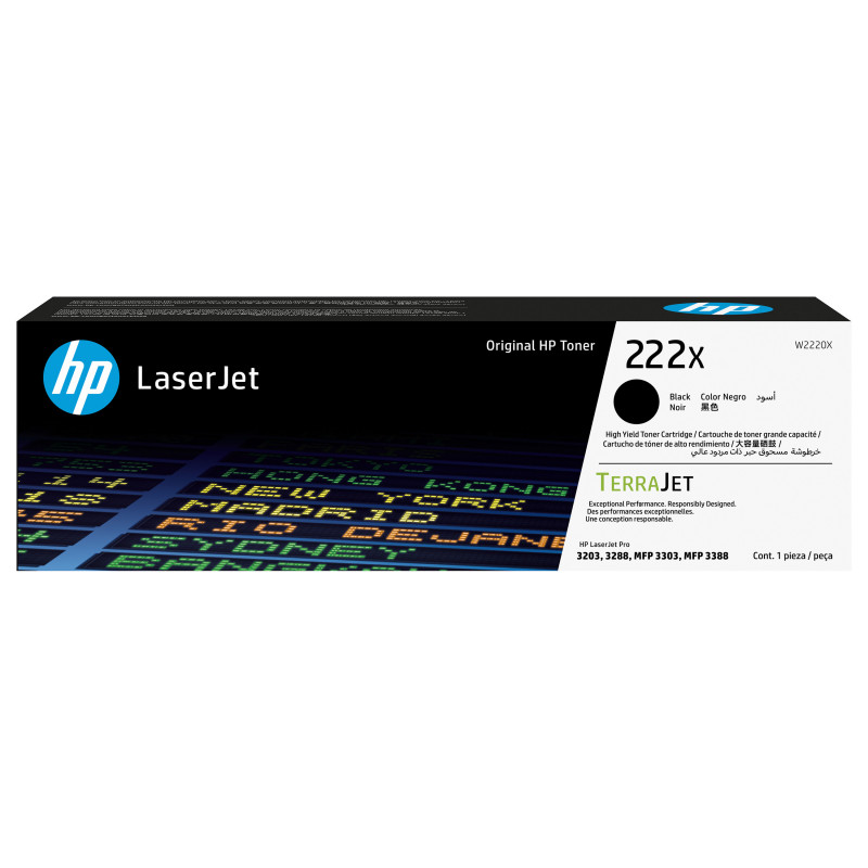 HP 222X W2220X cartucho de toner original LaserJet de alto rendimento, preto