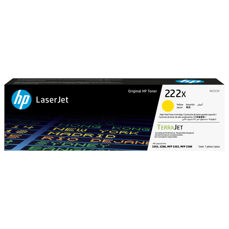 HP 222X W2222X cartucho de toner original LaserJet de alto rendimento, amarelo