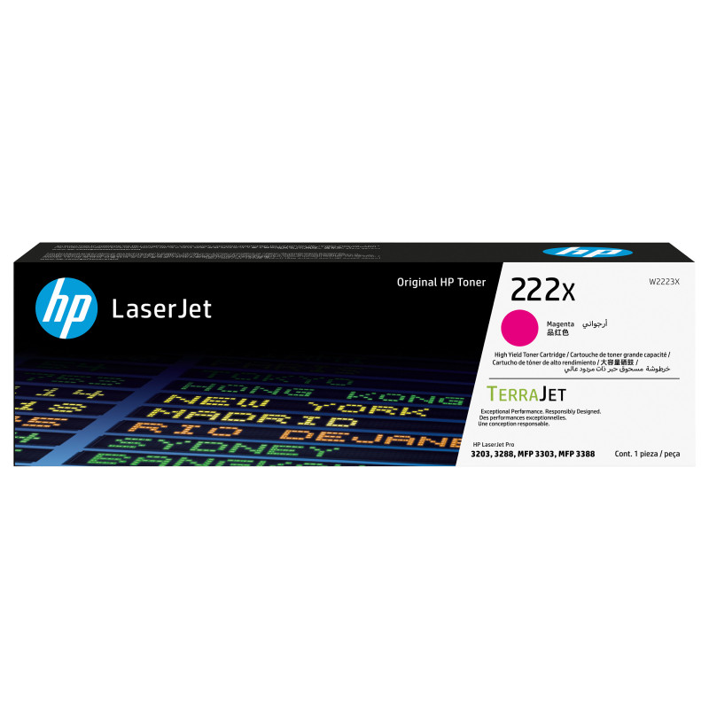 HP 222X W2223X cartucho de toner original LaserJet de alto rendimento, magenta