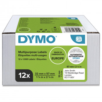 DYMO 2093095 etiquetas multiusos LabelWriter, 32 x 57 mm, 12 rolos, brancas