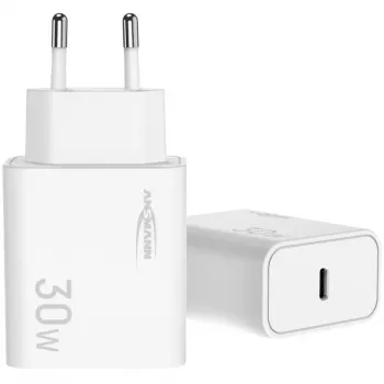 Ansmann Home Charger HC130PD carregador USB, 1x USB-C, PPS, PD, Quick Charge, 30 W, branco