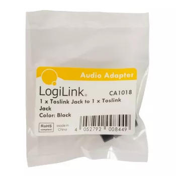LogiLink CA1018 adaptador de áudio Toslink, Toslink fêmea para Toslink fêmea, preto