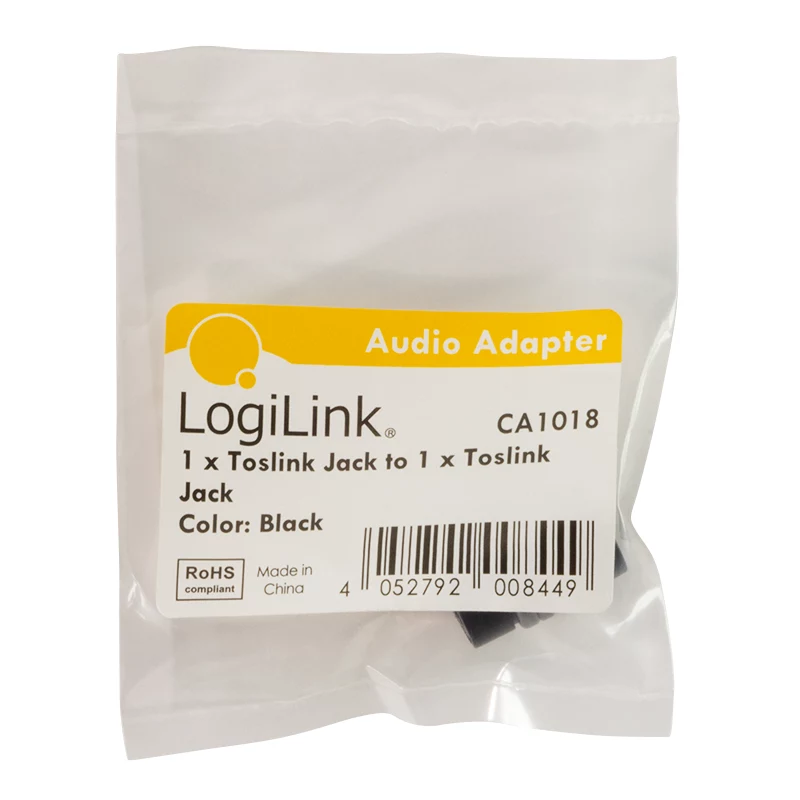 LogiLink CA1018 adaptador de áudio Toslink, Toslink fêmea para Toslink fêmea, preto