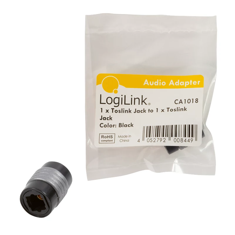 LogiLink CA1018 adaptador de áudio Toslink, Toslink fêmea para Toslink fêmea, preto