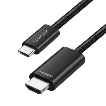 LogiLink UA0470 cabo USB 3.2 Gen1 Type-C para HDMI, 4K/30 Hz, entrançado, preto, 2 m