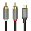 LogiLink CUA0141 cabo USB 2.0 Type-C para 2x RCA, áudio estéreo, alumínio, preto/prateado, 1,5 m