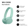 Sony WH-CH530 auscultadores Bluetooth sem fios, menta