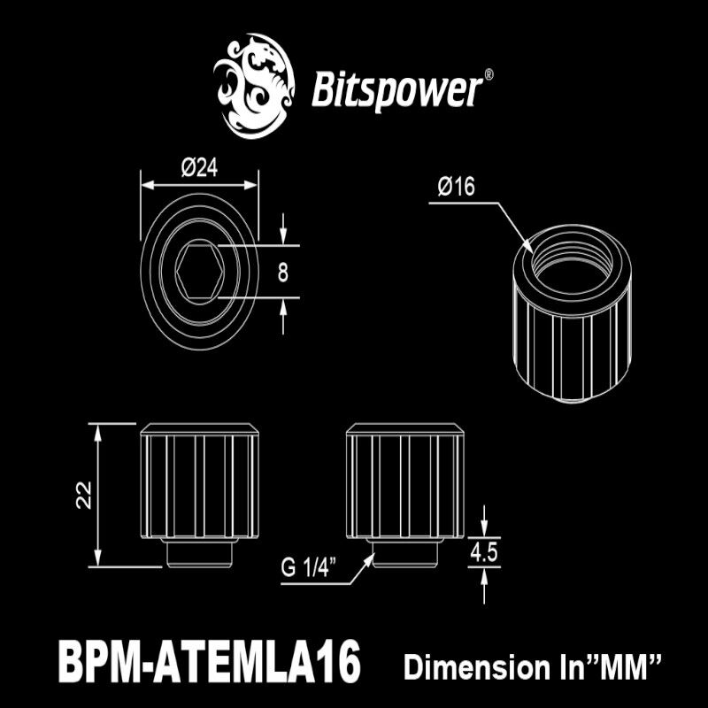 Bitspower Artemis BPM-ATEMLA16-SL Advanced Multi-Link para diâmetro exterior de 16 mm, prateado jateado