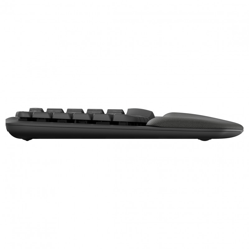 Logitech Wave Keys 920-012289 teclado ergonómico sem fios, 2,4 GHz / Bluetooth, disposição suíça (CH), grafite