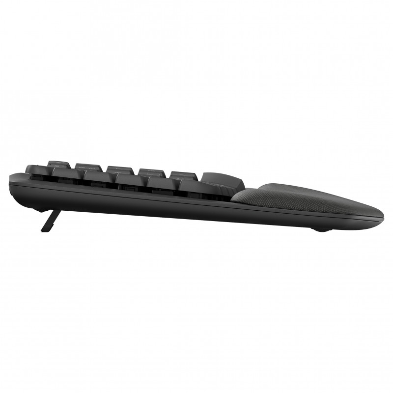 Logitech Wave Keys 920-012289 teclado ergonómico sem fios, 2,4 GHz / Bluetooth, disposição suíça (CH), grafite
