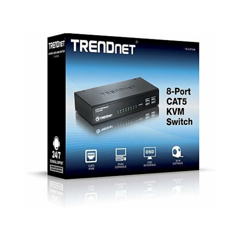 TRENDnet TK-CAT508 comutador KVM, 8 portas KVM