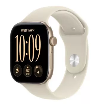 Apple Watch Series 12 GPS + Cellular relógio inteligente, 42 mm, caixa de alumínio dourado claro, bracelete desportiva areia S/M