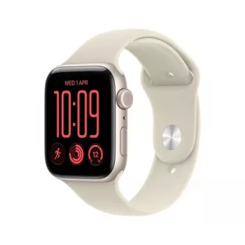 Apple Watch SE 3 relógio inteligente, GPS + Cellular, 44 mm, caixa de alumínio cor luz das estrelas, bracelete desportiva areia S/M