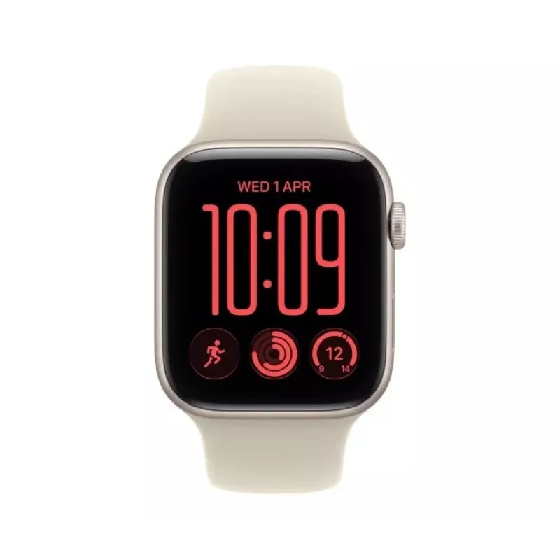 Apple Watch SE 3 relógio inteligente, GPS + Cellular, 44 mm, caixa de alumínio cor luz das estrelas, bracelete desportiva areia S/M