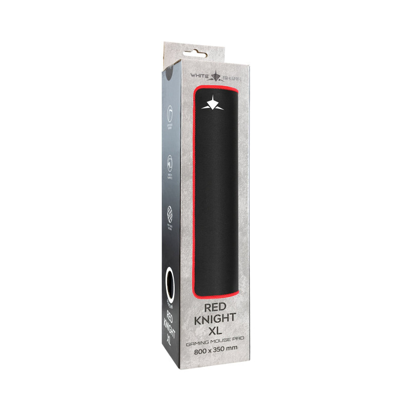 White Shark RED KNIGHT XL GMP-2502 tapete de rato para gaming, 800x350 mm, preto/vermelho