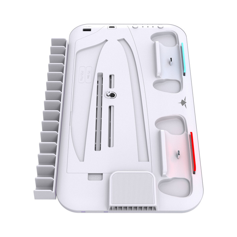 White Shark KIMURA PRO PS5 base de arrefecimento com 2 estações de carregamento, branca