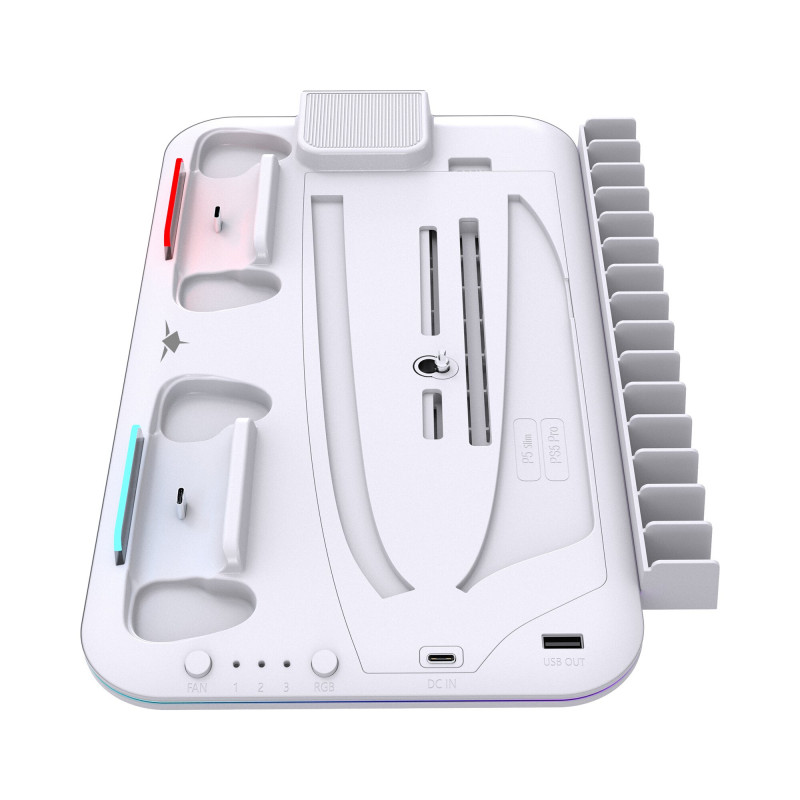 White Shark KIMURA PRO PS5 base de arrefecimento com 2 estações de carregamento, branca