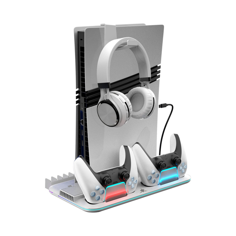 White Shark KIMURA PRO PS5 base de arrefecimento com 2 estações de carregamento, branca