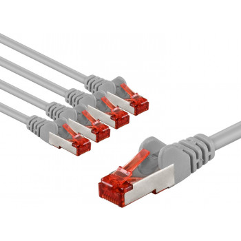 Goobay 66650 cabo de rede CAT 6, S/FTP (PiMF), 1 m, cinzento (5 un.)