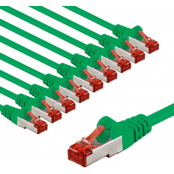 Goobay 67509 cabo de rede CAT 6, S/FTP (PiMF), 3 m, verde, 10 un.