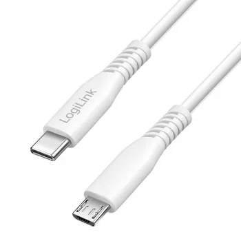 LogiLink CU0244 cabo USB 2.0 USB-C para Micro-USB, 480 Mbps, 12 W, branco, 2 m