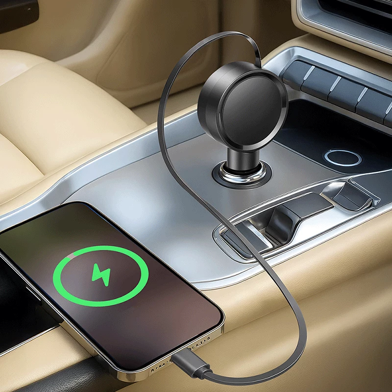 LogiLink PA0400 carregador USB-C para automóvel, 1 porta, PD 3.0, 30 W, cabo retrátil, 0,8 m