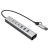 i-tec CAHUBMETAL6LANPD hub USB-C/USB-A em metal, 6 portas, Gigabit LAN, Power Delivery 85 W, prateado