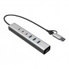i-tec CAHUBMETAL6LANPD hub USB-C/USB-A em metal, 6 portas, Gigabit LAN, Power Delivery 85 W, prateado