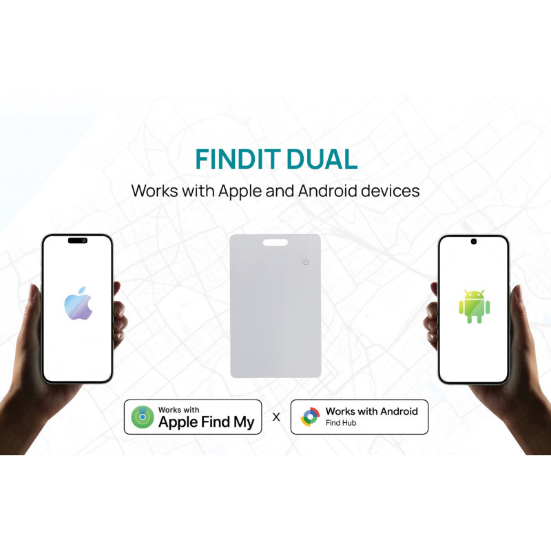 XD Design Connects FindIt Dual RCS localizador em formato de cartão para carteira, Apple Find My e Android Find Hub, P301.6403