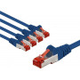Goobay 66608 cabo de ligação CAT 6, S/FTP (PiMF), 3 m, azul, condutor de cobre CU (5 un.)