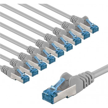 Goobay 67527 cabo de rede Cat 6a S/FTP (PiMF), 3 m, cinzento, condutores de cobre CU (10 un.)