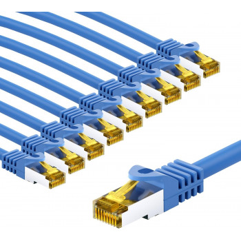 Goobay cabo patch RJ45 CAT 6A S/FTP (PiMF), 500 MHz, com cabo em bruto CAT 7, 3 m, azul (10 unid.)