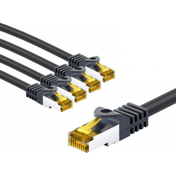 Goobay 69405 cabo de rede RJ45 CAT 6A S/FTP (PiMF), 500 MHz, com cabo CAT 7, 3 m, preto (5 un.)