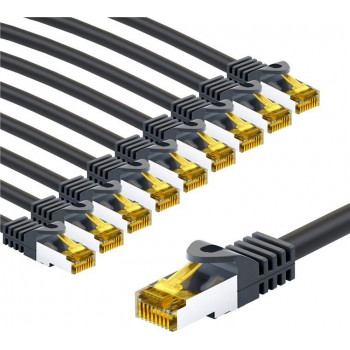 Goobay 69413 cabo de rede RJ45 CAT 6A S/FTP (PiMF), 500 MHz, com cabo CAT 7, 1 m, preto