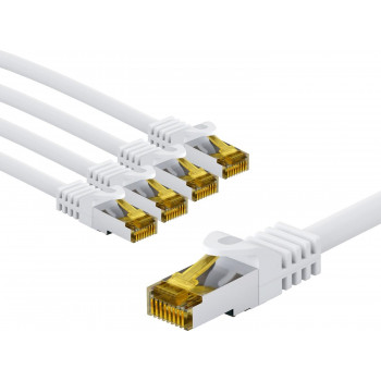 Goobay 69424 cabo de rede RJ45 CAT 6A S/FTP (PiMF), 500 MHz, com cabo CAT 7, 2 m, branco (5 un.)