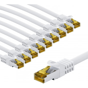 Goobay 69451 cabo de rede RJ45 CAT 6A S/FTP (PiMF) com cabo CAT 7, 5 m, branco (10 un.)