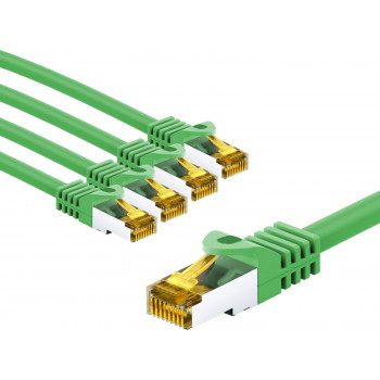 Goobay 69755 cabo de rede RJ45 CAT 6A S/FTP (PiMF), 500 MHz, com cabo CAT 7, 5 m, verde (5 un.)