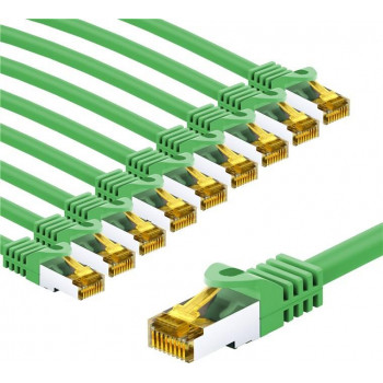 Goobay 69756 cabo de rede RJ45 CAT 6A S/FTP (PiMF), 500 MHz, com cabo CAT 7, 1 m, verde (10 un.)