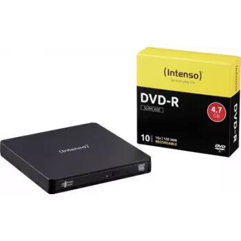 Intenso pack com gravador de DVD externo, Micro-USB B (USB 3.2 Gen 1), versão retalho, preto