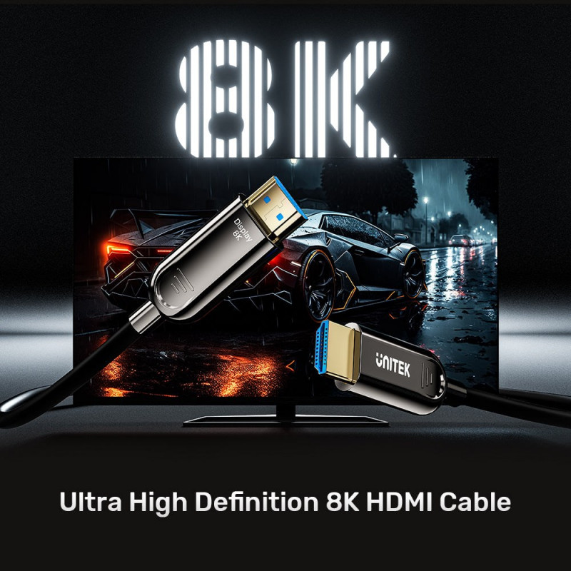 Unitek C11085GY01-50M cabo HDMI ótico, 50 m, 8K @ 60 Hz
