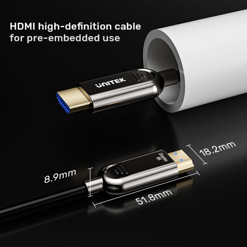 Unitek C11085GY01-50M cabo HDMI ótico, 50 m, 8K @ 60 Hz