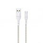 Cabo WINX LINK Simple USB para Micro USB, entrançado em nylon, 1 m, branco