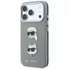 Karl Lagerfeld KF003253 capa Saffiano com Karl & Choupette Heads Pins e logótipo para iPhone 18 Pro / 17 Pro, cinzenta