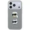 Karl Lagerfeld KF003253 capa Saffiano com Karl & Choupette Heads Pins e logótipo para iPhone 18 Pro / 17 Pro, cinzenta