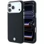 BMW Sign Deboss Quilted Metal Logo MagSafe capa para iPhone 18 Pro / 17 Pro, preta